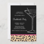 leopard print martini bachelorette kaart (Voorkant)