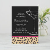 leopard print martini bachelorette kaart (Staand voorkant)