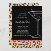 leopard print martini bachelorette kaart (Voorkant / Achterkant)