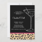 Leopard Print Martini Birthday Invitations Kaart (Voorkant)