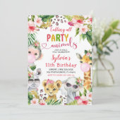 Leopard Print Meisje Safari Dieren Verjaardagsfees Kaart (Staand voorkant)