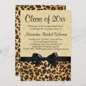 Leopard Print met Bow Afstuderen/partijuitnodiging Kaart (Voorkant / Achterkant)