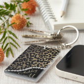 Leopard Print met Diamonds Sleutelhanger (Voorkant Rechts)