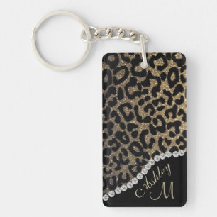 Leopard Print met Diamonds Sleutelhanger