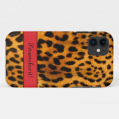 Leopard Print, met rood - aangepast iPhone5 hoesje (Achterkant (horizontaal))