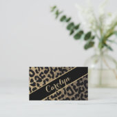 Leopard Print met zwart lint Visitekaartje (Staand voorkant)