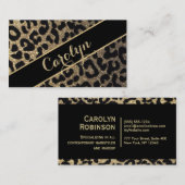 Leopard Print met zwart lint Visitekaartje (Voorkant / Achterkant)