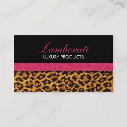 Leopard Print Mode Designer Elegant modern roze Visitekaartje (Voorkant)
