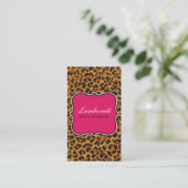Leopard Print Mode Designer Elegant modern roze Visitekaartje (Staand voorkant)