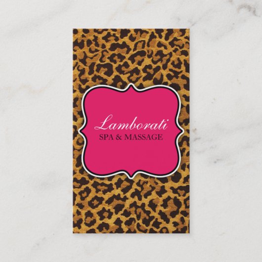 Leopard Print Mode Designer Elegant modern roze Visitekaartje (Voorkant)