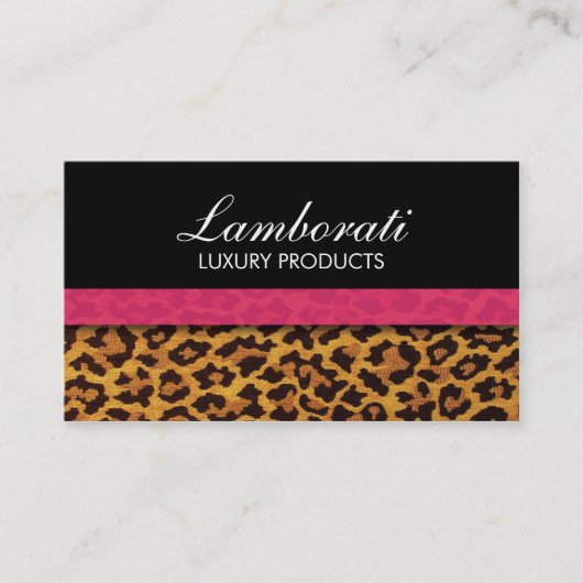 Leopard Print Mode Designer Elegant modern roze Visitekaartje (Voorkant)