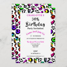 Leopard Print Modern Colorful Birthday Celebration