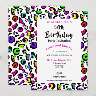 Leopard Print Modern Colorful Birthday Celebration Kaart