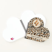 Leopard Print Modern Monogrammed Heart Shaped Notitieboek (Binnen)