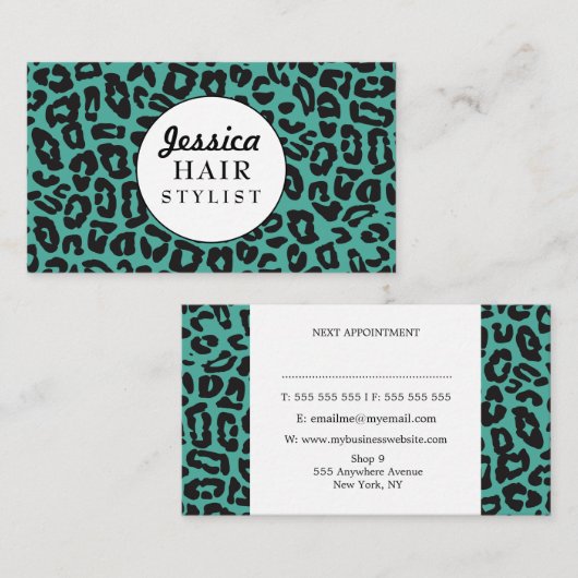 Leopard Print Modern Stylist Appointkaarten Afsprakenkaartje (Voorkant / Achterkant)