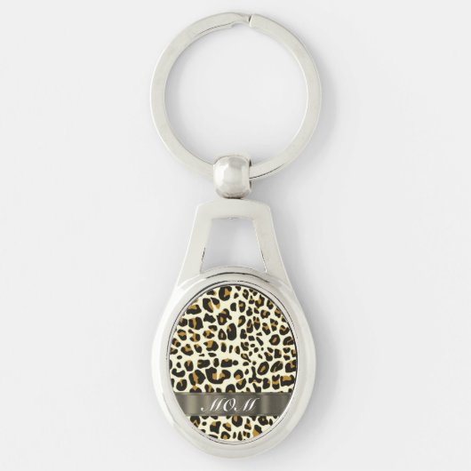 Leopard print moeder tekst sleutelhanger (Voorkant)