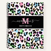Leopard Print Monogram Artiest Sketchbook Notitieboek (Voorkant)