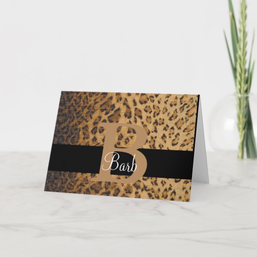 Leopard Print Monogram B Initiaal, Dank u, Opmerki Kaart (Voorkant)