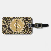 Leopard Print Monogram Bagagelabel (Voorkant horizontaal)