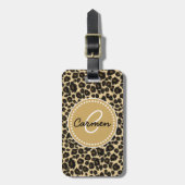 Leopard Print Monogram Bagagelabel (Voorkant verticaal)
