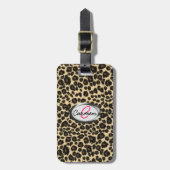 Leopard Print Monogram Bagagelabel (Voorkant verticaal)
