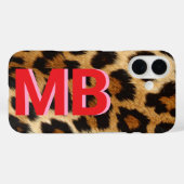 Leopard Print Monogram Case-Mate iPhone Case (Achterkant (horizontaal))