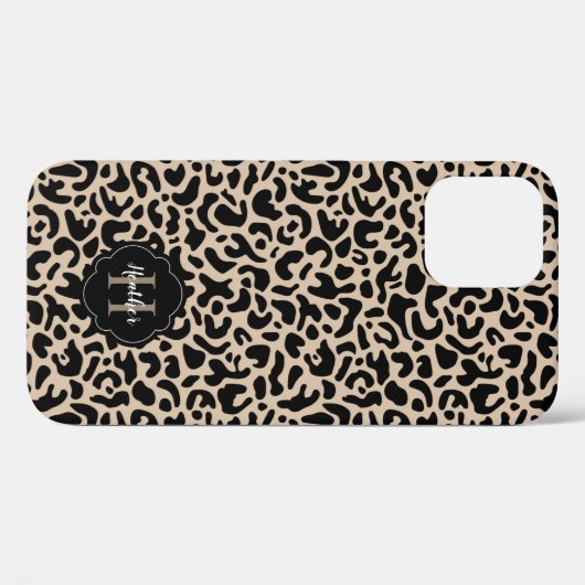 Leopard Print Monogram Case-Mate iPhone Case (Achterkant (horizontaal))