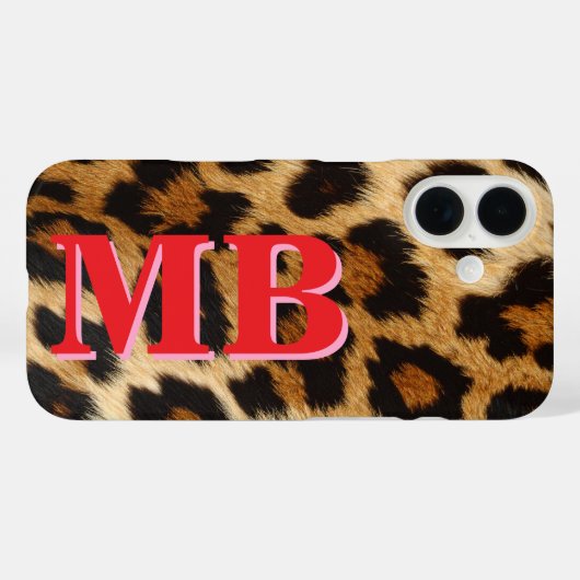 Leopard Print Monogram Case-Mate iPhone Case (Achterkant (horizontaal))