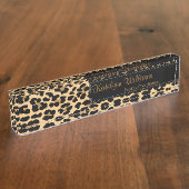 Leopard Print Monogram Desk Name Bord Naambordje (Zijkant)