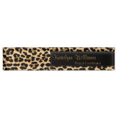 Leopard Print Monogram Desk Name Bord Naambordje (Voorkant)