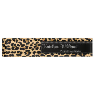 Leopard Print Monogram Desk Name Bord Naambordje