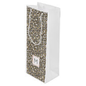 Leopard Print Monogram INITIAAL Chic Animal Wijn Cadeautas (Voorkant Gekanteld)