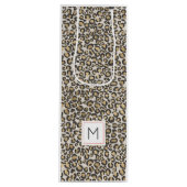 Leopard Print Monogram INITIAAL Chic Animal Wijn Cadeautas (Voorkant)