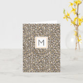 Leopard Print Monogram INITIAAL Chic Briefpapier Kaart (Gele Bloem)