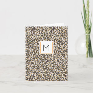 Leopard Print Monogram INITIAAL Chic Briefpapier Kaart