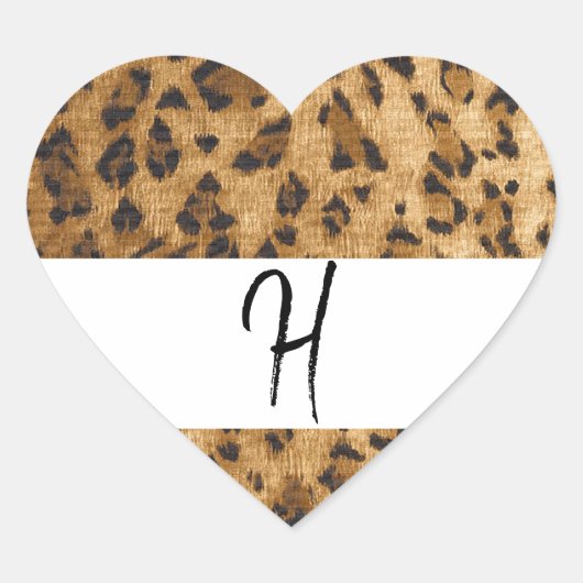 Leopard Print monogram initiaal koopwaar Hart Sticker (Voorkant)