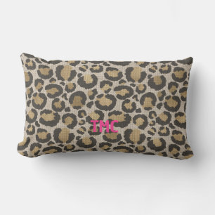 Leopard Print Monogram INITIALEN Chic Animal Fun Kussen