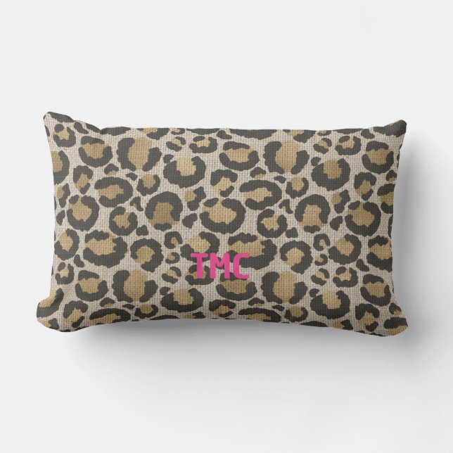 Leopard Print Monogram INITIALEN Chic Animal Fun Kussen (Voorkant)