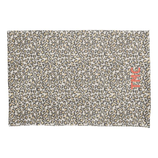 Leopard Print Monogram INITIALEN Chic Trendy Dier Kussensloop (Voorkant)