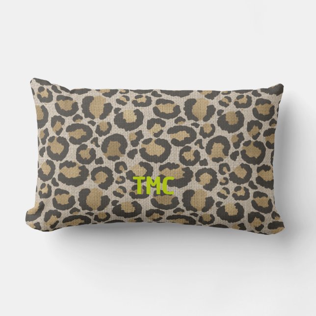 Leopard Print Monogram Initialen Chique Designer F Kussen (Voorkant)