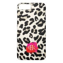 Leopard Print Monogram iPhone 7 Plus Hoesje
