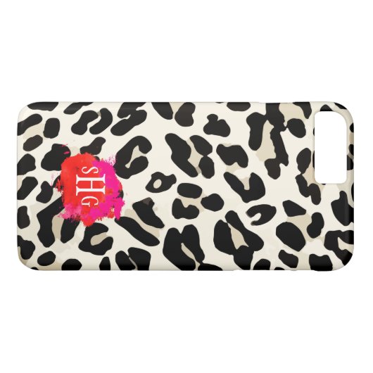 Leopard Print Monogram iPhone 7 Plus Hoesje (Achterkant (Horizontaal))