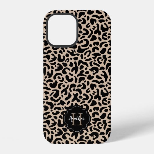 Leopard Print Monogram iPhone Hoesje (Achterkant)