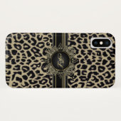 Leopard Print Monogram iPhone X Hoesje (Achterkant (horizontaal))