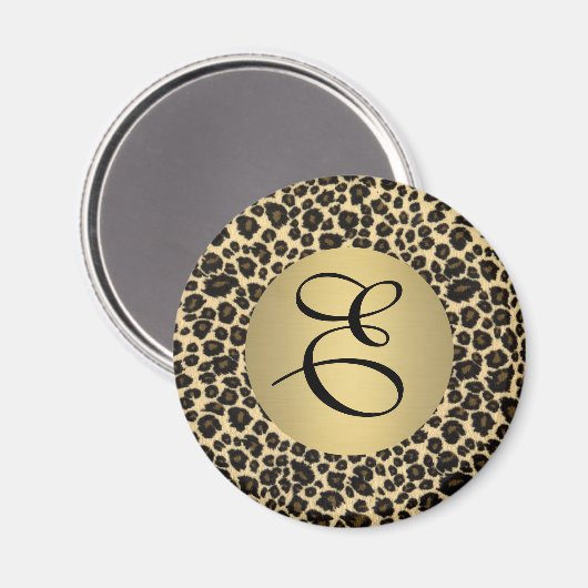 Leopard Print Monogram Magneet (Voorkant / Achterkant)