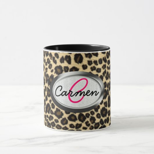Leopard Print Monogram Mok (Midden)