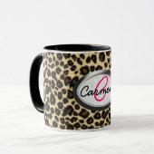 Leopard Print Monogram Mok (Voorkant links)