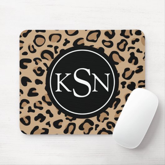 Leopard Print Monogram Mousepad Muismat (Met muis)