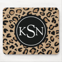Leopard Print Monogram Mousepad