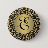 Leopard Print Monogram Ronde Button 5,7 Cm (Voorkant)